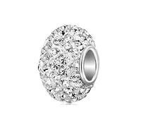 Luluadorn Distanziatore con zirconi trasparenti e cristalli rosa per braccialetti Pandora, per ragazza, figlia, moglie, nonna, sorella, amica, Metallo, Zirconia cubica