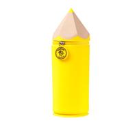 Lulubug Astuccio in silicone, a forma di penna, colore giallo, in morbido silicone, per penne, astuccio e portapenne, astuccio con animali, astuccio