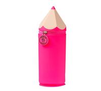 Lulubug Astuccio in silicone, a forma di penna, colore rosa, in morbido silicone, per penne, astuccio e portapenne, astuccio con animali, astuccio