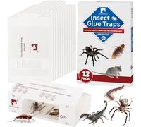 LULUCATCH Glue Traps,12 Pack Mouse Traps Indoor for Home, Pre-baited Non-Toxic Bulk Adhesive Bug Catcher, Sticky Traps for Catching Bugs, Mice, Spiders, Cockroaches, Pet Safe Pest Control