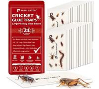 LULUCATCH Trappole per colla per insetti da cricket, confezione da 24 trappole adesive per insetti, grandi e adesive per ragno con attrattiva preesca, pannelli di colla altamente efficaci per interni, atossici, sicuri per bambini, animali domestici