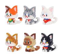 LULUFUN Lovely Cat Building Blocks Set di mini giocattoli per bambini e adulti, set fai da te per la decorazione della casa, set con 6 simpatici modelli di gatto