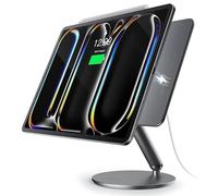 LULULOOK [Aggiornamento] Supporto magnetico per la ricarica wireless per iPad Pro 13" M4 (2024), pieghevole per iPad Pro con base girevole a 360°, ricarica da 18 W, in alluminio, regolabile con cavo