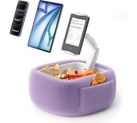LULULOOK Supporto Cuscino Tablet per Kindle la lettura,supporto da tenere sulle ginocchia con ciotola per snack e braccio pieghevole per iPad,telefono e tablet da 4,7-14,6 pollici per leggere a letto