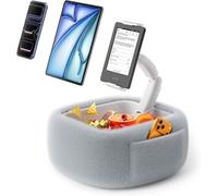 LULULOOK Supporto Cuscino Tablet per Kindle la lettura,supporto da tenere sulle ginocchia con ciotola per snack e braccio pieghevole per iPad,telefono e tablet da 4,7-14,6 pollici per leggere a letto