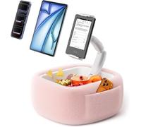 LULULOOK Supporto Cuscino Tablet per Kindle la lettura,supporto da tenere sulle ginocchia con ciotola per snack e braccio pieghevole per iPad,telefono e tablet da 4,7-14,6 pollici per leggere a letto