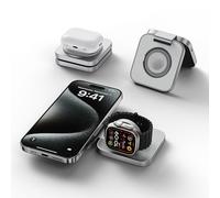 LULULOOK Ultra Nano 2 in 1 stazione di ricarica wireless pieghevole,alluminio,caricatore magnetico senza fili per iPhone 17/16/15 Pro/Pro Max/Plus/14,caricabatterie wireless per Apple Watch Serie 11