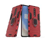 LuluMain Compatibile con 1+8 (5G) Cover, Custodia Armor Anello Cavalletto (Funziona con Il Supporto Magnetico per Auto) Case Paraurti per OnePlus 8 (Rosso)