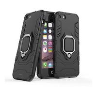 LuluMain Compatibile con Apple iPhone 5, iPhone 5S, iPhone SE Cover, Custodia Armor Anello Cavalletto (Funziona con Il Supporto Magnetico per Auto) Case Paraurti (Nero)