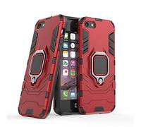 LuluMain Compatibile con Apple iPhone 5, iPhone 5S, iPhone SE Cover, Custodia Armor Anello Cavalletto (Funziona con Il Supporto Magnetico per Auto) Case Paraurti (Rosso)