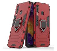 LuluMain Compatibile con Galaxy A60 Cover, Custodia Armor Anello Cavalletto (Funziona con Il Supporto Magnetico per Auto) Case Paraurti per Samsung Galaxy A60 (Rosso)