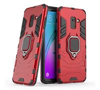 LuluMain Compatibile con Galaxy A8 (2018) Cover, Custodia Armor Anello Cavalletto (Funziona con Il Supporto Magnetico per Auto) Case Paraurti per Samsung Galaxy A8 2018 (Rosso)
