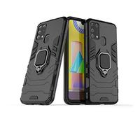 LuluMain Compatibile con Galaxy M31 Cover, Custodia Armor Anello Cavalletto (Funziona con Il Supporto Magnetico per Auto) Case Paraurti per Samsung Galaxy M31 (Nero)