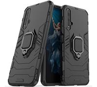 LuluMain Compatibile con Huawei Nova5T Cover, Custodia Armor Anello Cavalletto (Funziona con Il Supporto Magnetico per Auto) Case Paraurti per Huawei Nova 5T, Honor 20, Honor 20S (Nero)