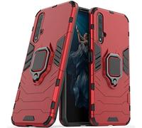 LuluMain Compatibile con Huawei Nova5T Cover, Custodia Armor Anello Cavalletto (Funziona con Il Supporto Magnetico per Auto) Case Paraurti per Huawei Nova 5T, Honor 20, Honor 20S (Rosso)