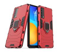 LuluMain Compatibile con Huawei P Smart 2021, Huawei Y7a Cover, Custodia Armor Anello Cavalletto (Funziona con Il Supporto Magnetico per Auto) Case Paraurti (Rosso)