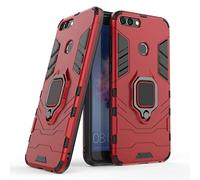 LuluMain Compatibile con Huawei P Smart Cover, Custodia Armor Anello Cavalletto (Funziona con Il Supporto Magnetico per Auto) Case Paraurti per Huawei P Smart, Enjoy 7S (Rosso)