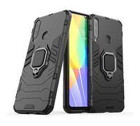 LuluMain Compatibile con Huawei Y6P Cover, Custodia Armor Anello Cavalletto (Funziona con Il Supporto Magnetico per Auto) Case Paraurti (Nero)