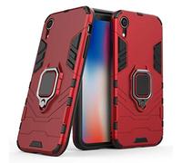 LuluMain Compatibile con iPhone XR Cover, Custodia Armor Anello Cavalletto (Funziona con Il Supporto Magnetico per Auto) Case Paraurti per Apple iPhone XR (Rosso)