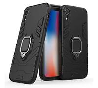 LuluMain Compatibile con iPhone XR Cover, Custodia Armor Anello Cavalletto (Funziona con Il Supporto Magnetico per Auto) Case Paraurti per Apple iPhone XR (Nero)