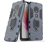LuluMain Compatibile con Moto G7, Moto G7+ Cover, Custodia Armor Anello Cavalletto (Funziona con Il Supporto Magnetico per Auto) Case Paraurti per Motorola Moto G7, Moto G7 Plus (Blu Navy)