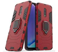 LuluMain Compatibile con OnePlus 7, OnePlus 6T Cover, Custodia Armor Anello Cavalletto (Funziona con Il Supporto Magnetico per Auto) Case Paraurti per OnePlus 7, OnePlus 6T (Rosso)