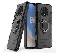 LuluMain Compatibile con OnePlus 7T Cover, Custodia Armor Anello Cavalletto (Funziona con Il Supporto Magnetico per Auto) Case Paraurti per OnePlus7T (Nero)