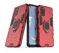 LuluMain Compatibile con Oppo A52 Cover, Custodia Armor Anello Cavalletto (Funziona con Il Supporto Magnetico per Auto) Case Paraurti (Rosso)