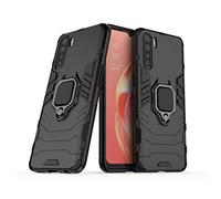 LuluMain Compatibile con Oppo A91 Cover, Custodia Armor Anello Cavalletto (Funziona con Il Supporto Magnetico per Auto) Case Paraurti per Oppo A91 (Nero)
