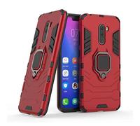LuluMain Compatibile con Pocophone F1 Cover, Custodia Armor Anello Cavalletto (Funziona con Il Supporto Magnetico per Auto) Case Paraurti per Xiaomi Pocophone F1 (Rosso)