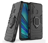 LuluMain Compatibile con Realme 5 PRO, Realme Q Cover, Custodia Armor Anello Cavalletto (Funziona con Il Supporto Magnetico per Auto) Case Paraurti (Nero)