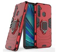 LuluMain Compatibile con Realme 5 PRO, Realme Q Cover, Custodia Armor Anello Cavalletto (Funziona con Il Supporto Magnetico per Auto) Case Paraurti (Rosso)