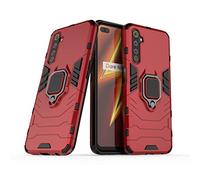 LuluMain Compatibile con Realme 6 Cover, Custodia Armor Anello Cavalletto (Funziona con Il Supporto Magnetico per Auto) Case Paraurti per Oppo Realme6 (Rosso)