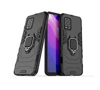 LuluMain Compatibile con Xiaomi Mi 10 Lite 5G Cover, Custodia Armor Anello Cavalletto (Funziona con il Supporto Magnetico per Auto) Case Paraurti (Nero)