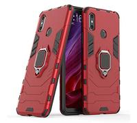 LuluMain Compatibile con Xiaomi Mi Max 3 Cover, Custodia Armor Anello Cavalletto (Funziona con Il Supporto Magnetico per Auto) Case Paraurti per Xiaomi Mi Max3 (Rosso)