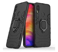 LuluMain Compatibile con Xiaomi Redmi Note7 (PRO) Cover, Custodia Armor Anello Cavalletto (Funziona con Il Supporto Magnetico per Auto) Case Paraurti per Redmi Note 7, Redmi Note 7 PRO (Nero)