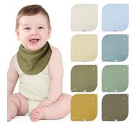 lulumoon Bavaglino Neonato 100% Mussole Cotone, 8 Pezzi Baby Bandana Bavaglino Panno per Burp Neonati Bambino (Foresta)