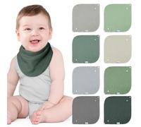 Lulu moon Bavaglino Neonato 100% Mussole Cotone, 8 Pezzi Baby Bandana Bavaglino Panno per Burp Neonati Bambino (Lago)