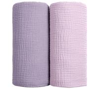 lulumoon Muslin Coperta Swaddle Baby - Cotone Coperta Swaddling Morbido Baby Coperta di ricezione Neutro 2Pack (viola)