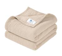 lulumoon Coperta in mussola per neonati - Coperta traspirante per neonati, Coperta per Culla per Bambini, Coperta in Mussola per Bambini, Ragazze, Ragazzi 120x120cm (Bianco Avorio)