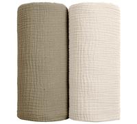 lulumoon Muslin Coperta Swaddle Baby - Cotone Coperta Swaddling Morbido Baby Coperta di ricezione Neutro 2Pack (oliva)