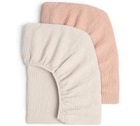 lulumoon Set di 2 lenzuola carrozzina neonato con angoli elasticizzati per bambini, lettino neonato 60x120 cm in cotone mussolo, lenzuola culla 70 x 140 cm, biancheria da viaggio-arancione crema