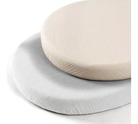 lulumoon Set di 2 lenzuola carrozzina neonato con angoli in mussola, lenzuola culla 90 x 40 cm in cotone mussolo, lenzuola lettino neonato elasticizzati per bambini (Grigio Crema)