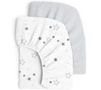 lulumoon Set di 2 lenzuola con angoli elasticizzati per bambini, in cotone mussolo, per culla e lettino, 60 x 120 cm/70 x 140 cm