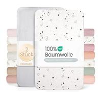 lulumoon Set di 2 lenzuoli con angoli elasticizzati in mussola, per lettino e passeggino, 35 x 75 cm, 41 x 81 cm, 40 x 90 cm, colore: grigio stella, 90 x 40 cm