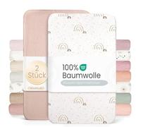 lulumoon Set di 2 lenzuoli con angoli elasticizzati in mussola, per lettino, passeggino, 35 x 75 cm, 41 x 81 cm, 40 x 90 cm, colore: rosa arcobaleno