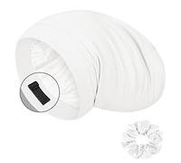 LULUSILK Cuffia in seta di gelso per donne che dormono, cuffia per dormire in vera seta, per capelli ricci e trecce, fascia per la testa in pura seta con elastici, bianco