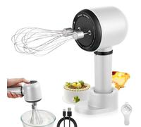 LULUWA Miscelatore Elettrico a Mano - Miscelatore Manuale a 3 Velocità Frusta a Mano Ricaricabile con 2 Fruste Rimovibili per la Cottura Sbattere le Uova Marmellata di Panna (Bianco)