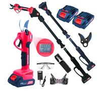 LULUWA Troncarami elettrici con forza di taglio di 3000 lbs, 3 modalità di taglio (15/20/25 mm) e asta telescopica da 228,6 cm, batteria da 2000 mAh, motore da 300 W, con caricatore occhiali