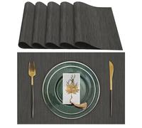 Lumaca Tovagliette Americane Lavabili, Set di 6 Tovaglietta Colazione (70% PVC,30% Poliestere),Resistenti al Calore, Antiscivolo,per Tavolo da Cucina e Ristoranti,Grigio scuro
